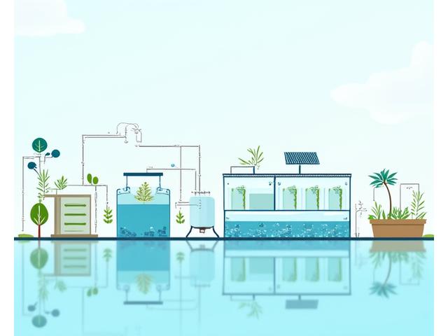 循環型養殖システムの図解。水槽、濾過システム、バイオリアクターが循環する様子