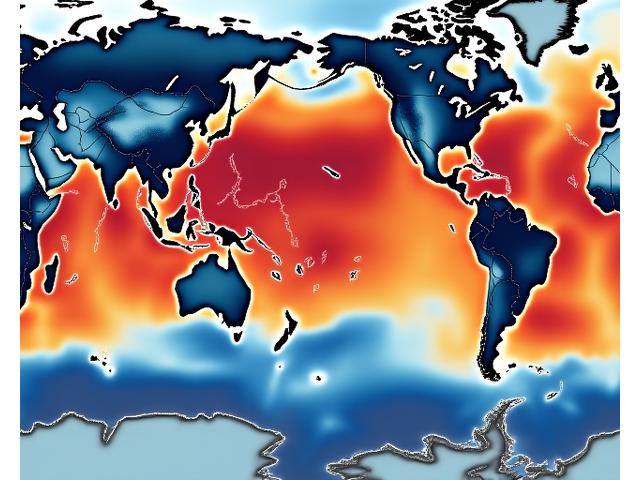 地球温暖化による海水温上昇のシミュレーションマップ