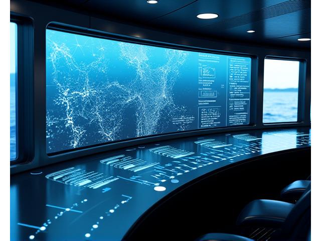 商業漁業向け収益最大化システムのダッシュボード表示。リアルタイムデータと予測グラフ.