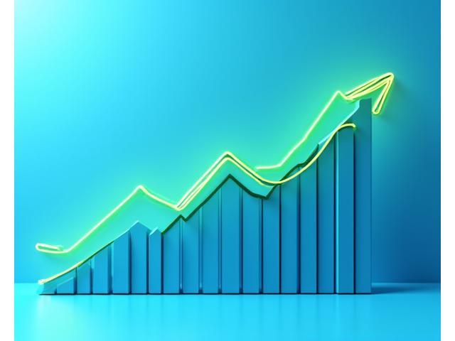 投資回収期間と月間ROIを示すグラフ、予測線が急上昇している。