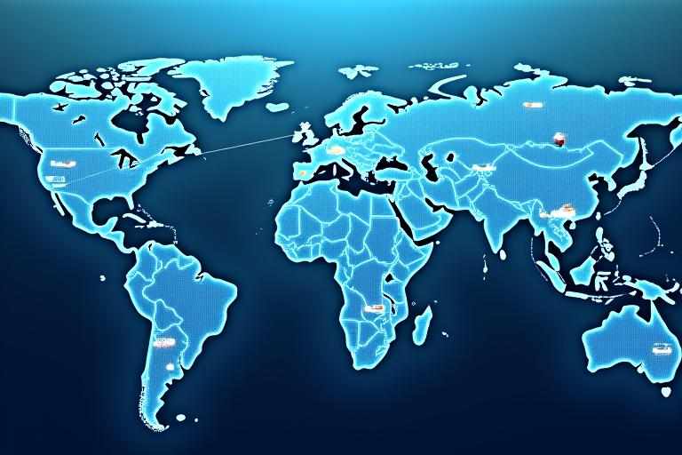 水産物のサプライチェーン全体を視覚化した、地球儀とデータフロー